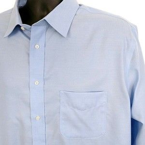 Jos A Bank Mens sz 17 Dress Shirt Solid Blue Non Iron Tailored Fit Long Sleeve